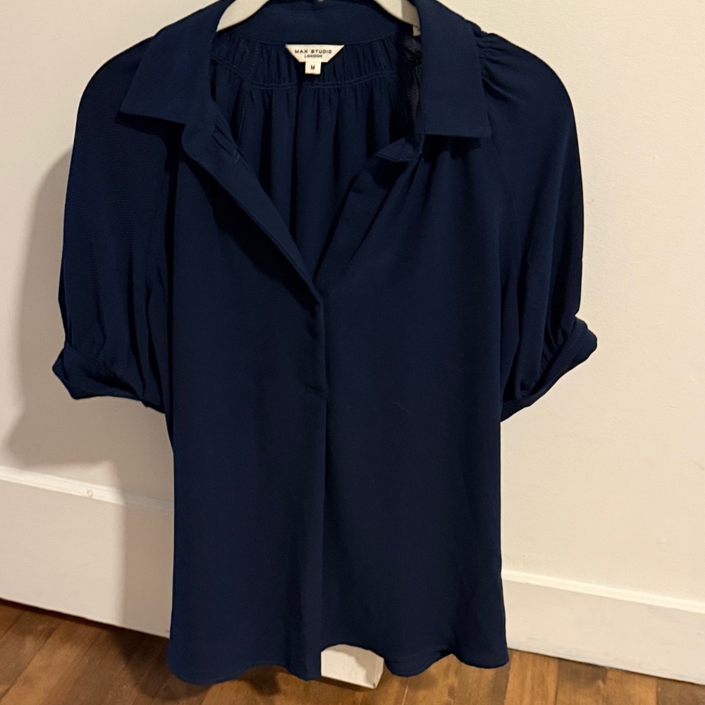 Max Studio Dark Blue Button Down Shirt